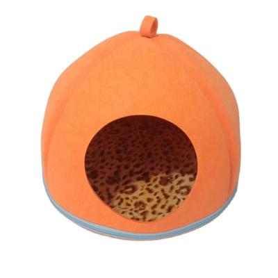 China Viable Pet Cat Carrier Folding Portable Wool Felt Cave Bed for Cat Puppy Kitten Cave Bed for sale