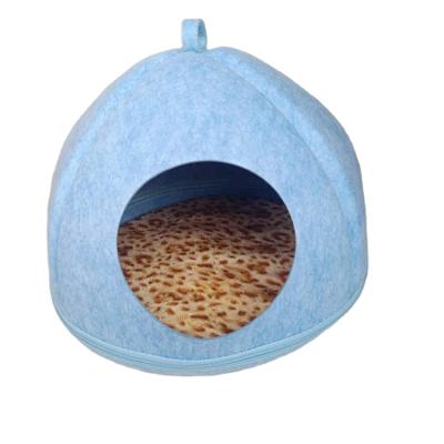 China Sustainable Pumpkin Cat Bed Wool Felt Pet Cat House Wool Cats Container House for sale