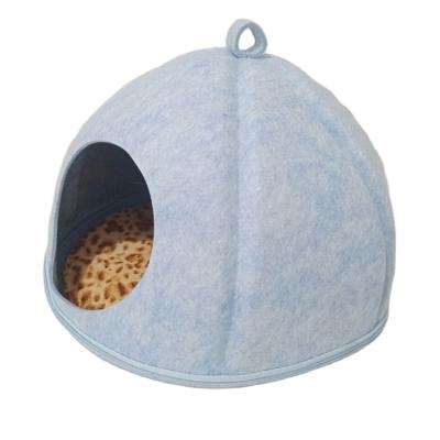 China Sustainable Quality Pet Cat House Nature Felt Cat Bed House Removable Kennel Nest for sale