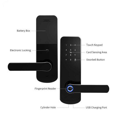 China NX-F1F Tuya/TT Lock WIFI Fingerprint Password Home Card Key Open Biometric Fingerprint Door Lock, Smart Lock, Smart Door Lock for sale