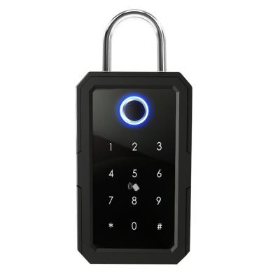 China Home/Apartment/Airbnb/Stainless Steel Tuya BLE Desktop IC Fingerprint Card Password Safe Electric Lock Smart Home Key Box for sale