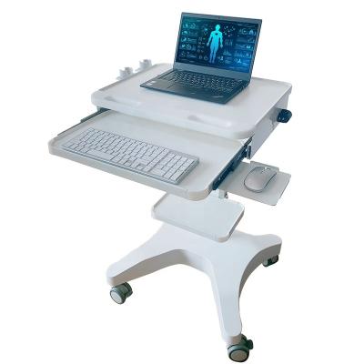 China Contemporary Plastic Hospital Furniture ABS Computer Laptop B-Ultrasound Medical Cart with High End Silent Casters Mobile Workstation for sale