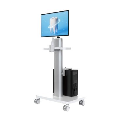 China Likaymo OC-2 Height Adjustable Hospital Nurse Mobile Rounds Cart Medical Trolley with Scanner Stander 4 Wheels for Dental Clinic Office School for sale