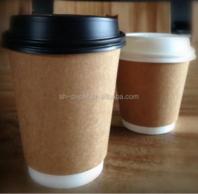 China DOUBLE WALL Disposable Double Wall Take Away Coffee Paper Cup With Lid 3 Custom Logo for sale