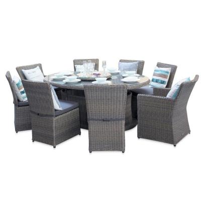 China Eco-freindly Outdoor Plastic Rattan Glass Top Dining Table And Chair Sets for sale