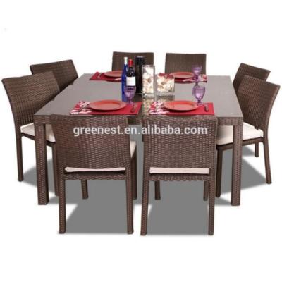 China Eco-freindly Cheap Resin Wicker Outdoor Modern Glass Top Dining Set for sale