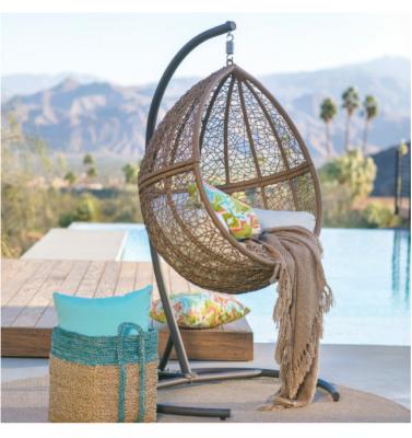 China Hot Selling Outdoor Eco-freindly Green Balcony Cane Swing Chair With Stand for sale