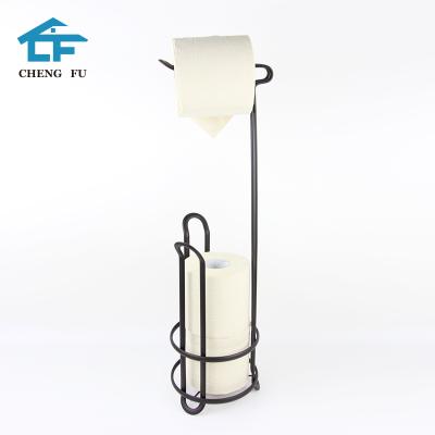 China European OEM Acceptable Large Modern Black Metal Bathroom Tissue Roll Paper Towel Roll Paper Towel Holder Free Standing for sale