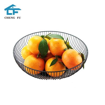 China High Quality Spiral Stocked Holding Black Iron Wire Metal Display Fruit Storage Basket Trays for sale