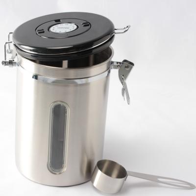 China Sustainable Airtight Stainless Steel Coffee Canister With Spoon for sale