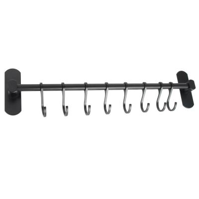 China Heater No Drill Bathroom Aluminum Towel Racks with 8 Sliding Hooks for sale