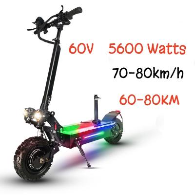 China 11 inch 60v 27ah lithium battery long range 60-80km unisex electric scooter with 5600w dual motor for off road bike for sale