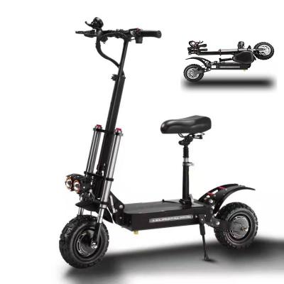 China Unisex China Factory Dual Motor 5600W 60V Powerful 11 Inch Off-road Adult Fast Foldable Electric Scooters With Seat for sale