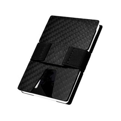 China ENGLAND STYLE Real Carbon Fiber Slim Minimalist Black Wallet With Cash Strips Money Clip RFID Blocking Wallets for sale