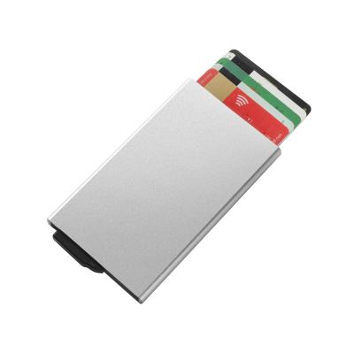 China ENGLAND STYLE Front Pocket Pop Up Metal RFID Blocking Slim Minimalist Wallet Aluminum Credit Card Holder for sale