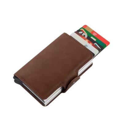 China Fashion Rfid Blocking Protective Men ID Credit Card Holder Wallet Leather Metal Aluminum Business Bank Cards Case Credit Card Holder for sale