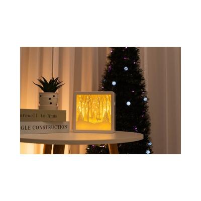 China Modern Art Paper Laser Cutting Decorative LED Light Christmas Shadow Box Frame for sale