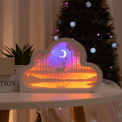 China Modern Romantic Kids Room Night Light Art Paper-cutting Paper Carving Lights for sale