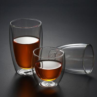 China Durable Double-Wall Heat Resistant Glass Tumblers Borosilicate Glass Coffee Mugs for sale