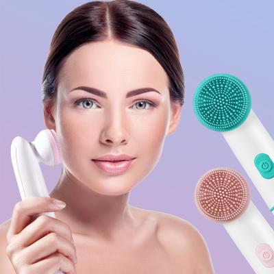 China 2021 Hot Selling Anti-Puffiness Electric Sonic Face Cleaning Wash Ultrasonic Face Care Electric Waterproof Facial Massager Cleaning Brush for sale