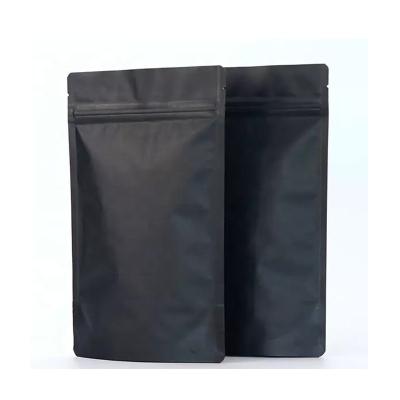 China Custom Printed Matte Black Barrier Zipper Stand Up Pouch Recyclable Food Grade Packaging for sale