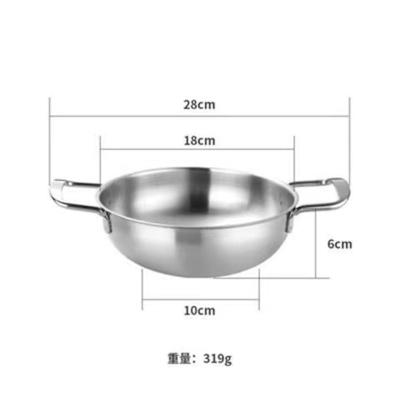 China 201 stainless steel restaurant price 18cm korean stainless steel hot pot cheap food hot pots for sale