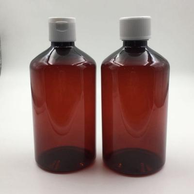 China Meidical Packaging 500ml 16oz In Amber Color Boston Round Stock Wholesale PET Liquid Plastic Bottle With Tamper Proof Lid for sale