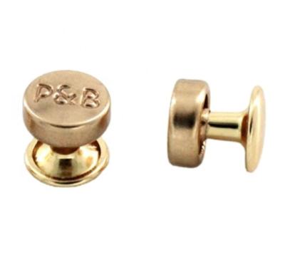 China Hot OEM Eco-friendly Logo Engrave Label Screw Type rivets cap rivets for handbags rivets screw size for sale