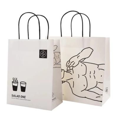 China Recycled Logo Foil Plain Shopping Materials Factory Outlet Custom Kraft Bags Various Color White Clothing Shoe Packaging Cheap Paper Bag for sale