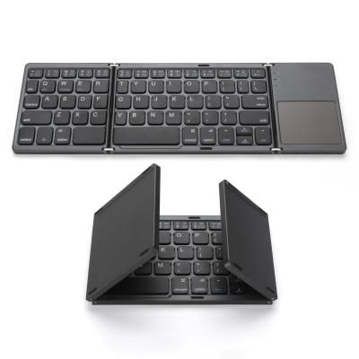 China BT Slim Foldable Triple Wireless Keyboard Touchpad Foldable Keyboard For Universal Tablet Mobile Phone Laptop Keyboard Numeric Keypad for sale