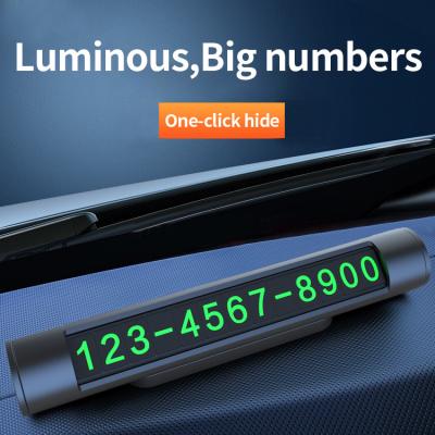 China Automatic Luminous Mini Car Temporary Parking Card Phone Number Holder Car Accessories Two Phone Numbers for sale