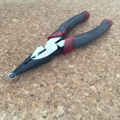 China Cutting High Quality Injection Soft Grip Compound Black Polished Long Nose Crimping Pliers 6 Inch for sale