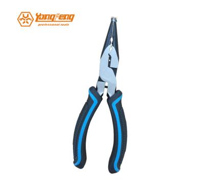 China Cutting High Quality Injection Soft Grip Compound Black Polished Long Nose Crimping Pliers 6 Inch for sale