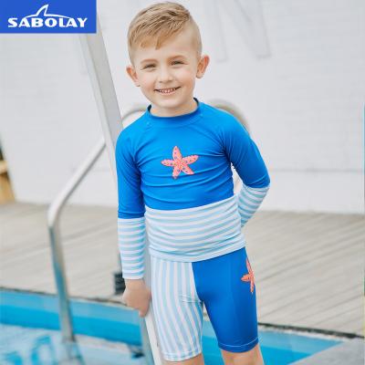 China Sabolay Antibacterial Top Quality Kids 2 Piece Swim Set Boys Upf50+ Wetsuit Sun Block Long Sleeve Kids Diving Suit Split Swimsuit for sale