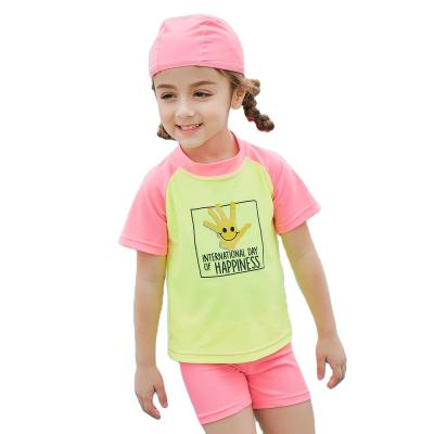 China New Antibacterial Two Pieces Baby Short Swimwear Children Shorts Guard Swimwear Girls Beachwear Rash Swimwear for sale