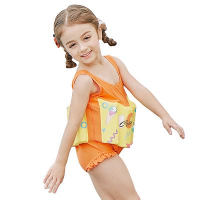 China Sabolay Antibacterial Kids Float Swimwear Quick Dry Fabric Life Vest Girls One Piece Swimsuit Buoyancy Training Swimwear for sale