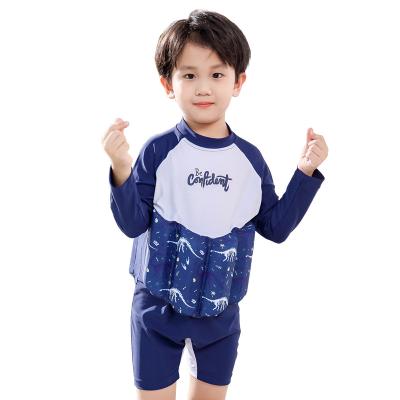 China Antibacterial Children's Swimsuit Boy's Buoyancy Swimsuit Little Boy One Piece Long Sleeve Printed Buoyant Swimming Suit for sale