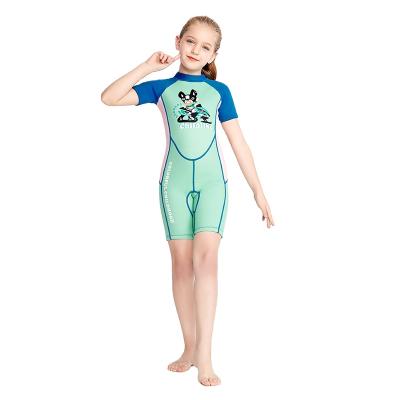 China Sabolay Antibacterial Girls Summer Children's One Piece Wetsuit 2mm Sun Protection Shorts Short Sleeve Swimsuit Neoprene Quick Dry Wetsuit for sale