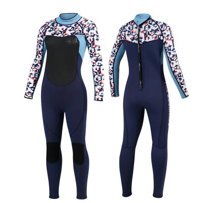 China 2022 New Women's Antibacterial 3mm Sunscreen Back One-piece Swimsuit Long Sleeve Surfing Snorkeling Wetsuit Hot Zipper Printed Suit for sale