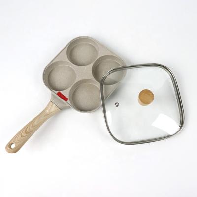 China SUSTAINABLE GLASS LID Tempered Lid Parents Glass Pot Frying Pan Cover Hot 4 Hole 4 in 1 Place Egg Skillet for sale