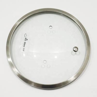 China SS Rim Mesh Steam Vent Center Handle GLASS LID G Type Cookware Parts New Pan Pot Lid Round Tempered Glass Lid for sale