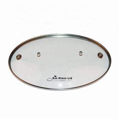 China Viable PARENTS GLASS LID Ring Handle Holes Cookware Parts Stainless Steel Tempered Frying Pan Oval Glass Pot Lid Glass Pot Lid for sale