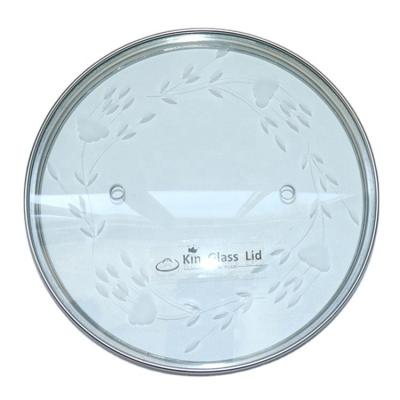 China Viable PARENTS GLASS LID G Stainless Steel Polishing Type Ring Cooking Pot Carving Crafts Covered Luxury Clear Tempered Glass Round Lid for sale