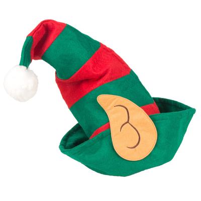 China Christmas Party Decorations Green Red Elves Christmas Hat For Adult Striped Hat With Ears Christmas Hats For Christmas Party for sale