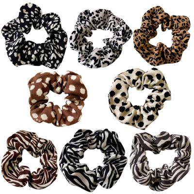 China Fashion factory women girls ponytail holder leopard rint hair ties hair ties scrunchie for sale