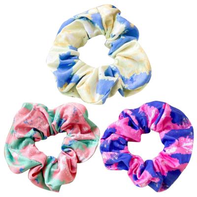 China Fashion autumn and winter ladies girls multicolor gradient color tie dye hair ties scrunchie new for sale