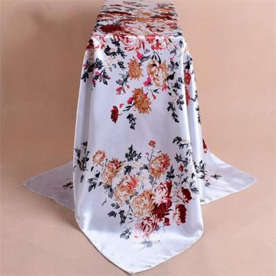 China New Patterns Large Square Print Floral Ladies Scarf Square Satin Scarves For Women for sale