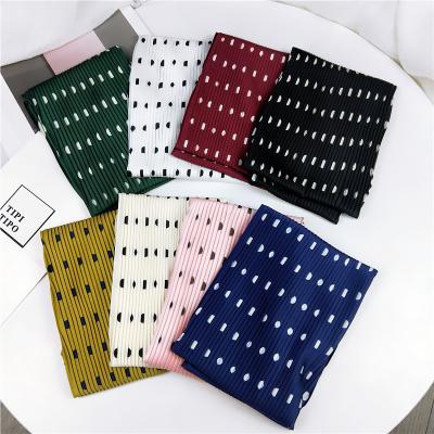 China 70cm Multifunctional Pleated Small Square Wrinkle Polk Dots Print Silk Scarves Foulard Female Wrinkle for sale