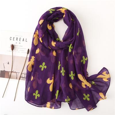 China Printing Patterns 2019 Purple Summer Fashionable Printing Scarf Wholesale for sale