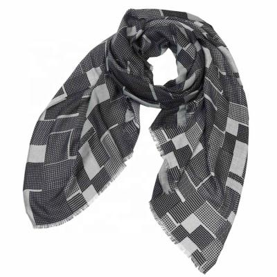 China Custom Black and White Lattice Cenrui Cotton Hijab Sharqiaa Scarf for Ladies for sale